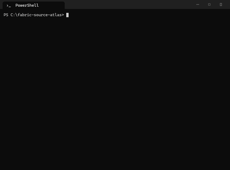 The launcher in a PowerShell window: export from Fabric, then the analysis